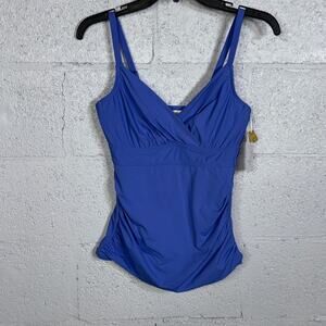 Anne Cole Women's Ruched Underwire Tankini Top Periwinkle 32DD/34D $74